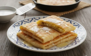 Roti (thin, stuffed, fried pancakes)